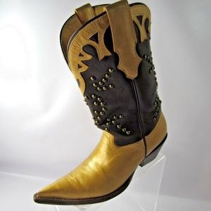 Rudel Vintage Size 6 M Gold Western Boots B7 E9